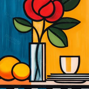 Acheter En Ligne Bloeiend Stilleven in Strakke Kleuren - Canvas / 30x40