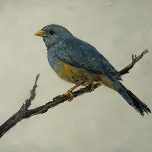 Blauwe vogel op tak - Dibond / 30x40 Top Vente