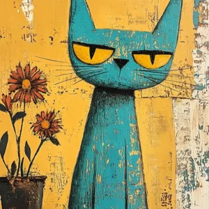 Achat Immédiat Blik van de Blauwe Kat - Dibond / 30x40