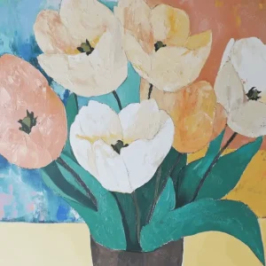 Achat Immédiat Bloeiende Tulpenpracht in Vaas - Canvas / 30x40