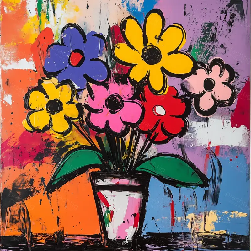 Achetez Aujourd’hui Bloemenexplosie in Vrolijke Kleuren - Dibond / 40x40