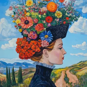 Achetez Aujourd’hui Bloemenhoed in Zomers Landschap - Canvas / 60x90