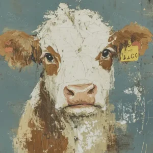 Acheter En Ligne Boze koe voor blauwe muur - Dibond / 60x80