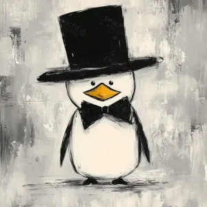 Achat Immédiat Chique Pinguïn in Stijl - Dibond / 60x80