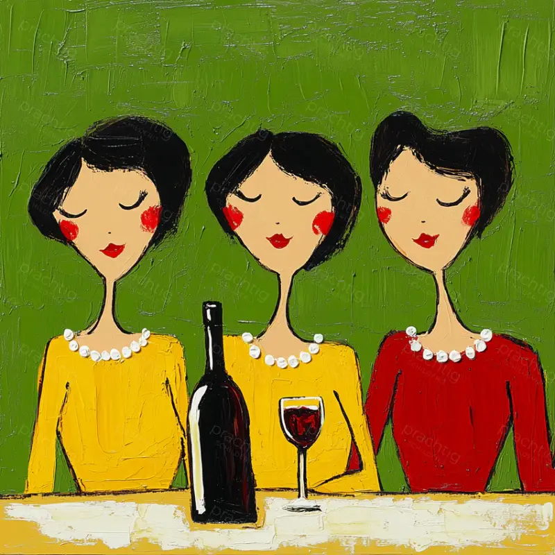 Achat Immédiat Dames aan de Wijn - Dibond / 60x60