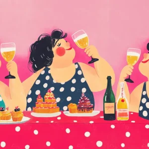 Achat Immédiat Dikke Dames aan Tafel - Olieverf / 60x100