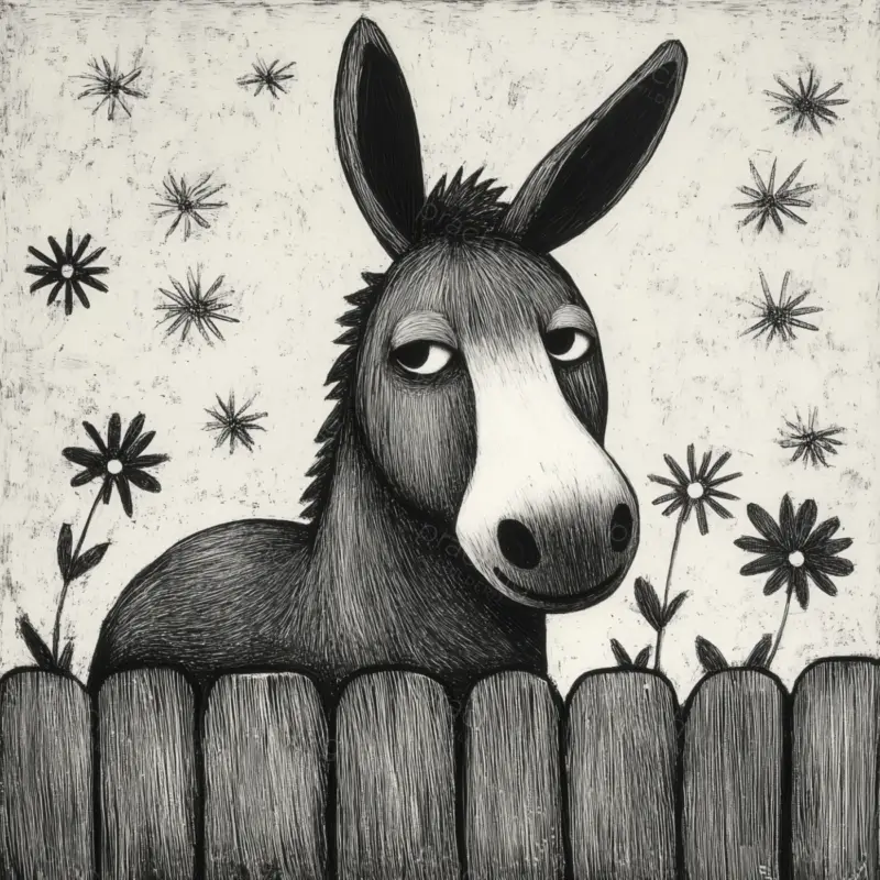 Achat Immédiat De Eigenwijze Ezel - Canvas / 40x40