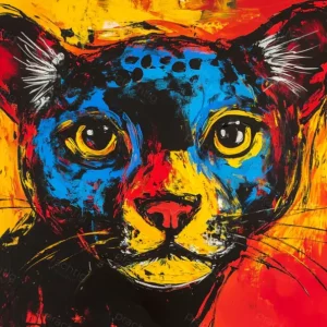 Achat Immédiat Dierenportret in Vurige Kleuren - Olieverf / 50x75