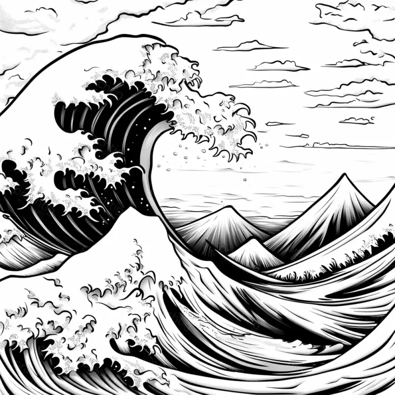 Authentique Dramatische Golf en Bergen - Olieverf / 50x50