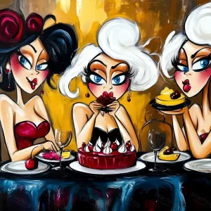 Affaire À Saisir Drie Dames Aan Tafel - Dibond / 30x40