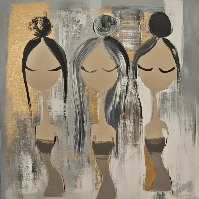 Achat Immédiat Drie dames in zachte tinten - Olieverf / 60x60