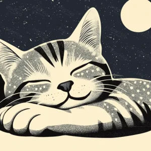 Achat Immédiat Dromerige kat onder sterrenhemel - Dibond / 60x80