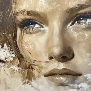 Affaire À Saisir Dromerige Vrouw in Aardetinten - Olieverf / 30x40