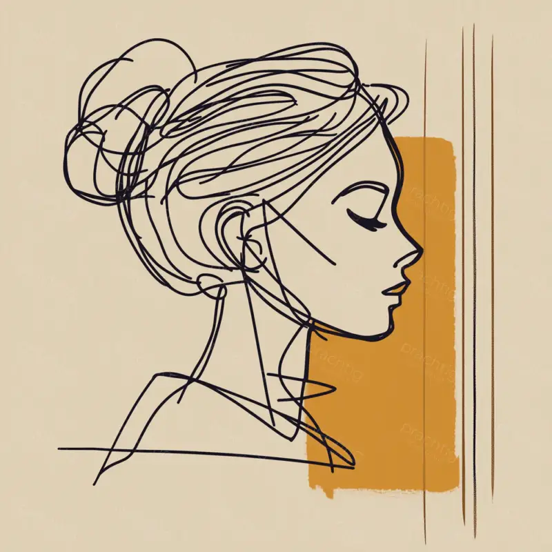 Acheter Direct Dromerige Vrouw in Lijntekening - Canvas / 40x40