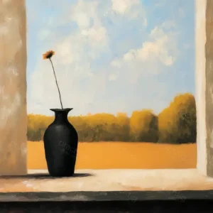 Achat Immédiat Eenzaam Bloemstuk in Zomerlicht - Olieverf / 60x80