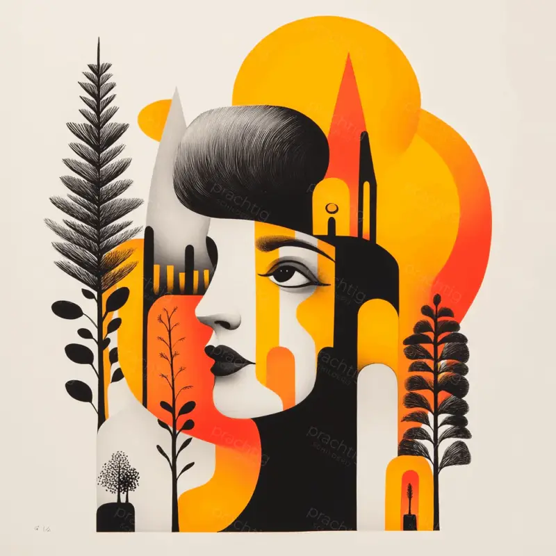 Acheter En Ligne Fantasieportret met Natuurelementen - Canvas / 50x50