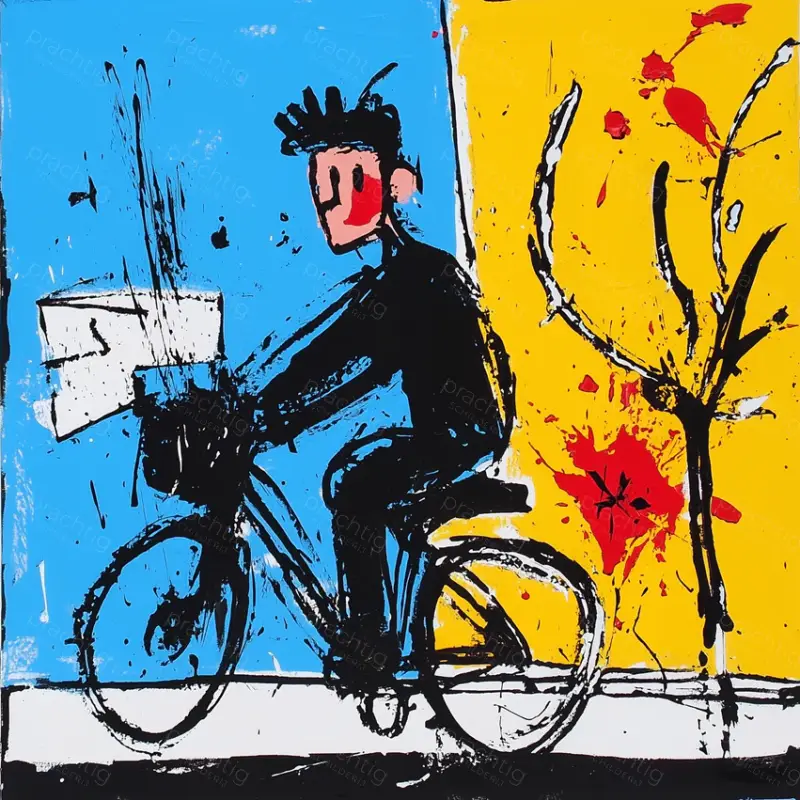 Authentique Fietser in Beweging - Canvas / 50x50