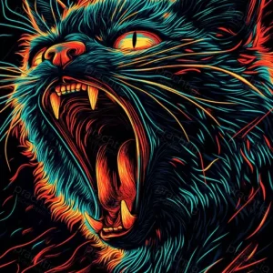 Affaire À Saisir Flitsende Kat met Felle Kleuren - Canvas / 60x90