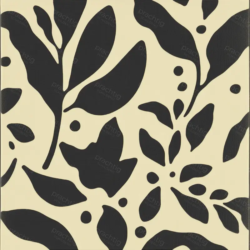 Achat Immédiat Floraal Schaduwspel in Zwart en Beige - Canvas / 50x50