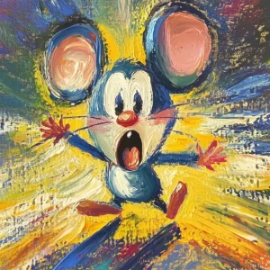 Achat Immédiat Geschrokken Muis - Olieverf / 30x40