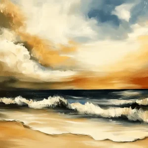 Acheter En Ligne Golvend strand onder dramatische lucht - Dibond / 60x80