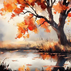 Achat Immédiat Herfstpracht aan de Oever - Canvas / 60x90