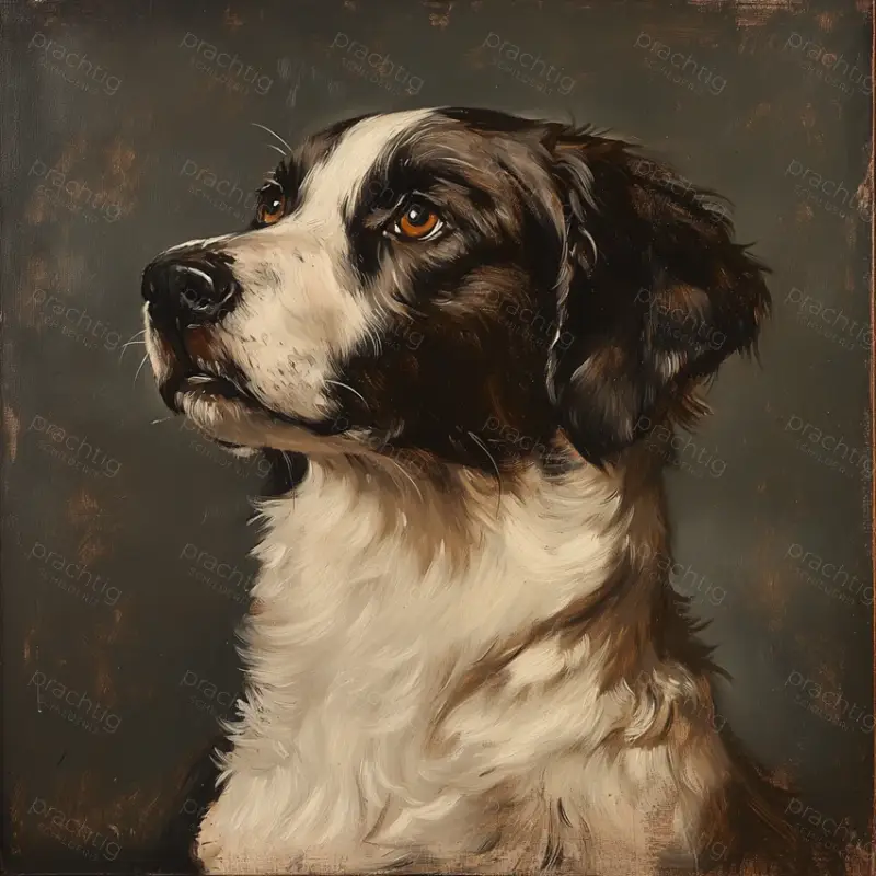 Authentique Intens Starende Hond - Canvas / 50x50