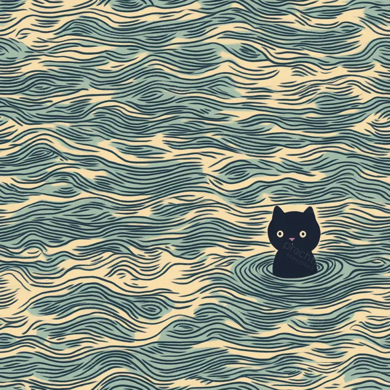 Acheter En Ligne Kat in Golvend Water - Dibond / 30x30