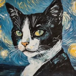 Acheter Direct Kat in Sterrennacht Stijl - Canvas / 60x90