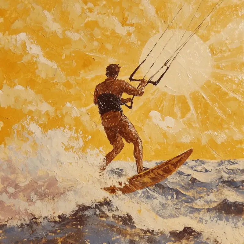 Affaire À Saisir Kitesurfer in zonovergoten golven - Dibond / 50x50