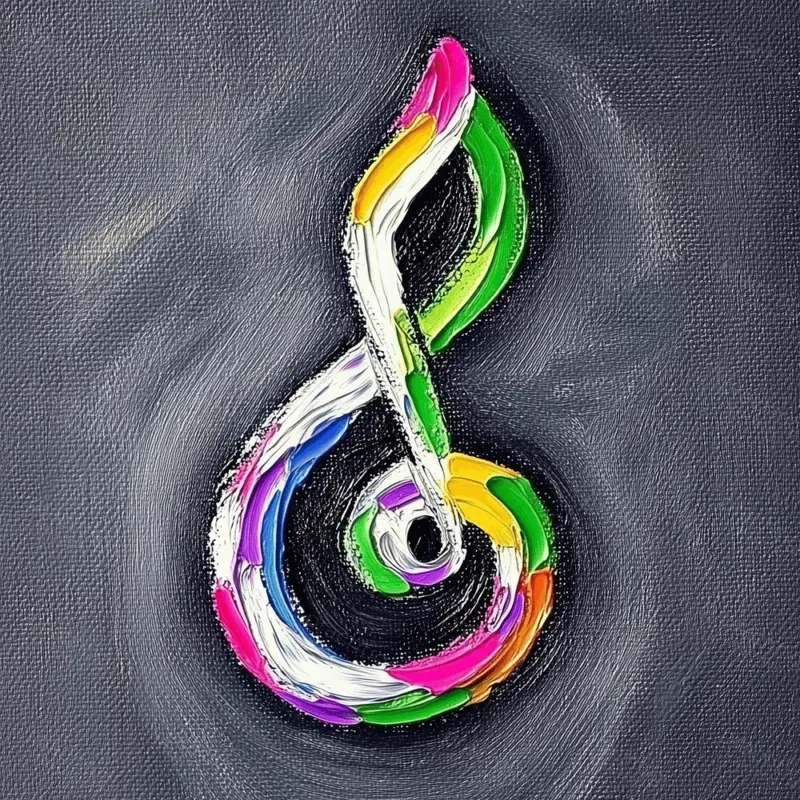 Achat Immédiat Kleurrijke muzieknoot op donker canvas - Canvas / 30x30