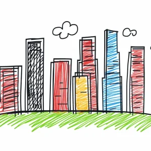 Authentique Kleurrijke Skyline in Streken - Canvas / 30x40