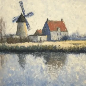 Achat Immédiat Landelijke molen aan het water - Dibond / 30x40