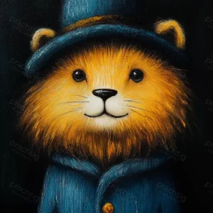 Acheter En Ligne Leeuw in Blauwe Jas - Olieverf / 60x80