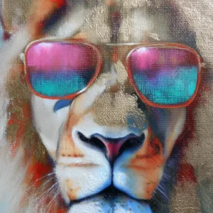 Achat Immédiat Leeuw in Zonnige Kleuren - Olieverf / 60x80