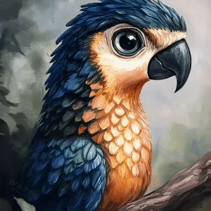 Authentique Levendige Ara in het Woud - Olieverf / 60x80