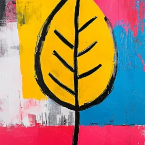 Acheter En Ligne Levendige Bladvorm op Abstracte Achtergrond - Olieverf / 30x40