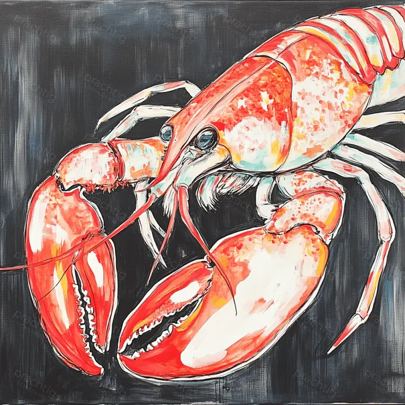 Achetez Aujourd’hui Levendige kreeft in rood en zwart - Olieverf / 40x40