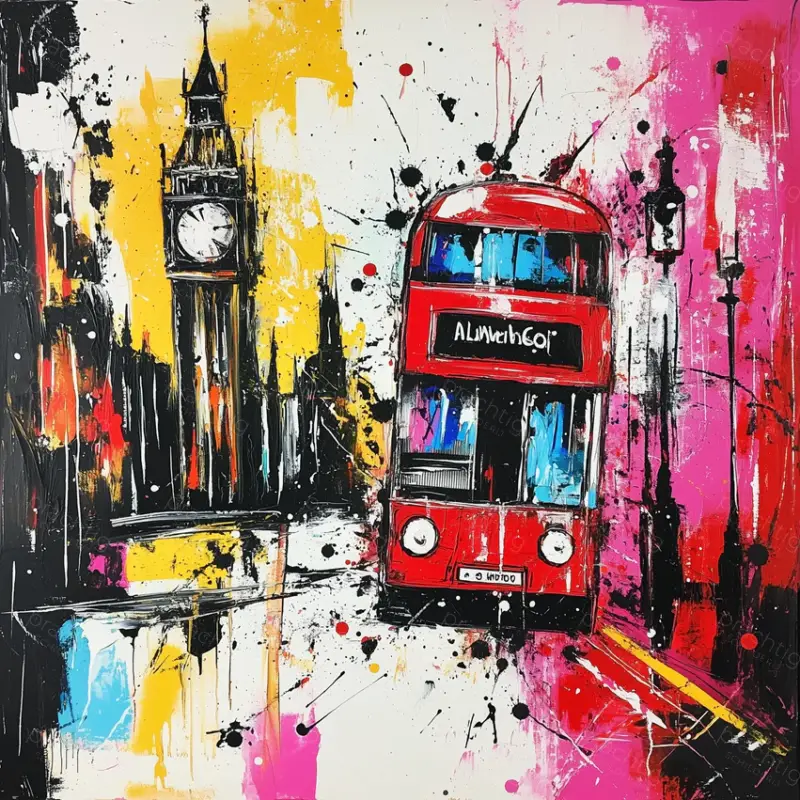 Authentique Londense Energie in Kleur - Olieverf / 60x60