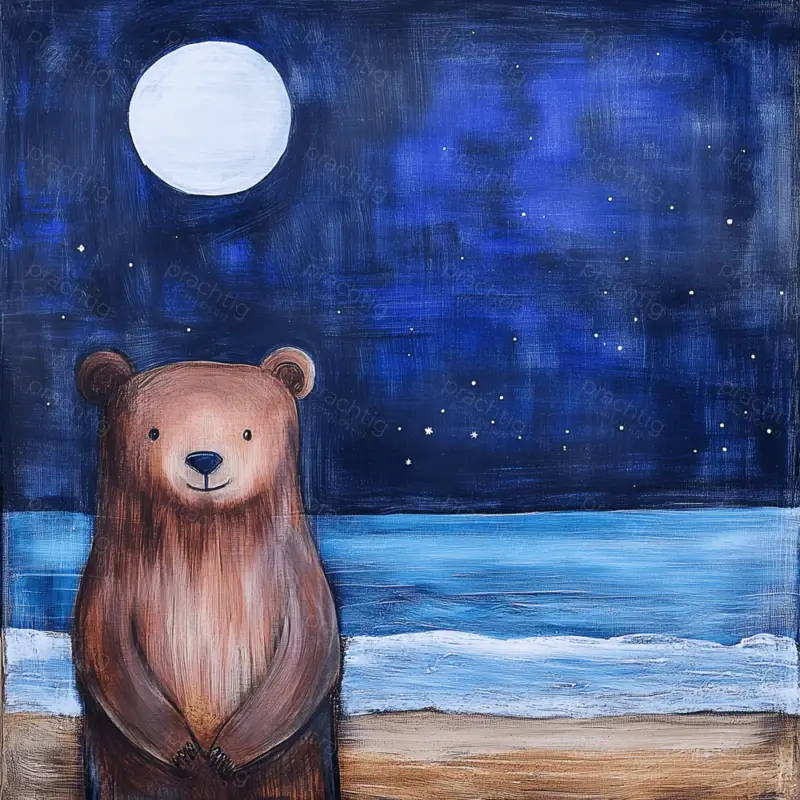 Achetez Aujourd’hui Maanbeer aan Zee - Olieverf / 60x60