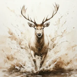 Achat Immédiat Majestueus Hert in het Water - Canvas / 40x40