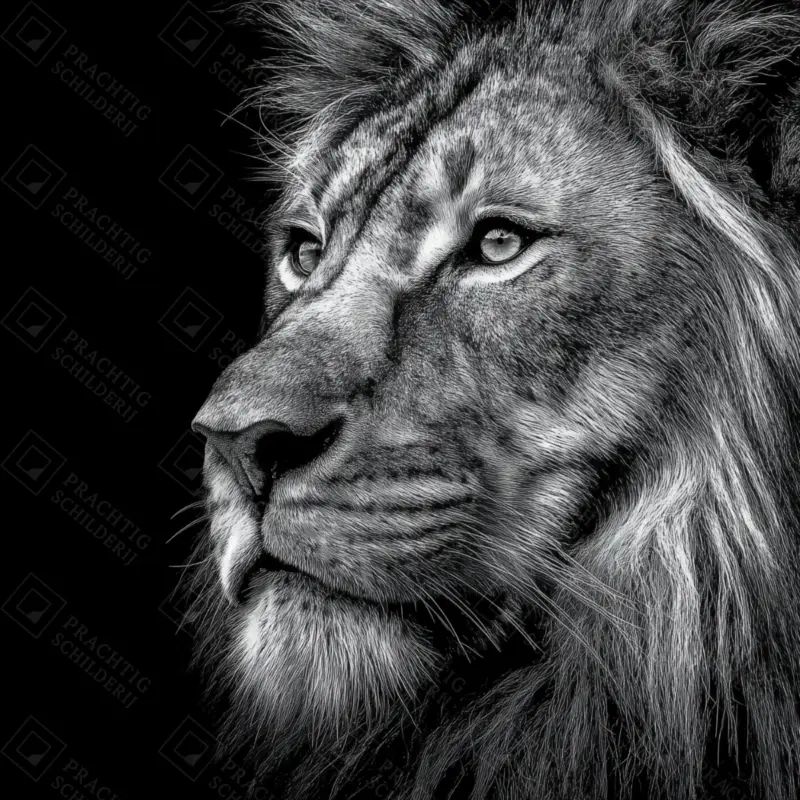 Authentique Majestueuze Leeuw Blik - Olieverf / 60x60