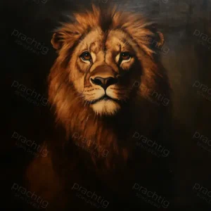 Authentique Majestueuze Leeuw in de Schaduw - Olieverf / 60x80