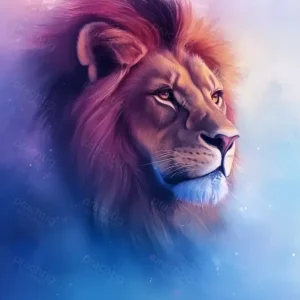 Authentique Majestueuze Leeuw in Pastelkleuren - Olieverf / 30x40