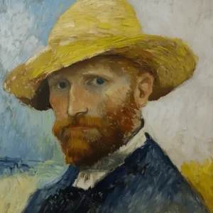 Achat Immédiat Man met strohoed in veld - Olieverf / 60x80