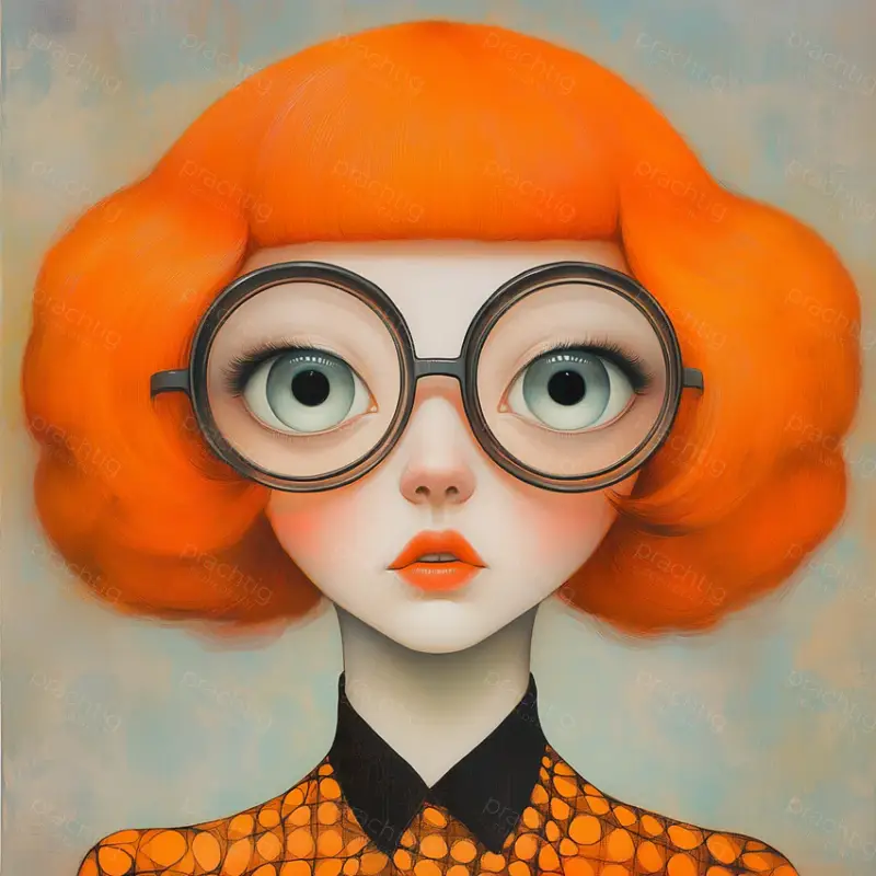 Acheter En Ligne Meisje met Grote Bril - Olieverf / 50x50