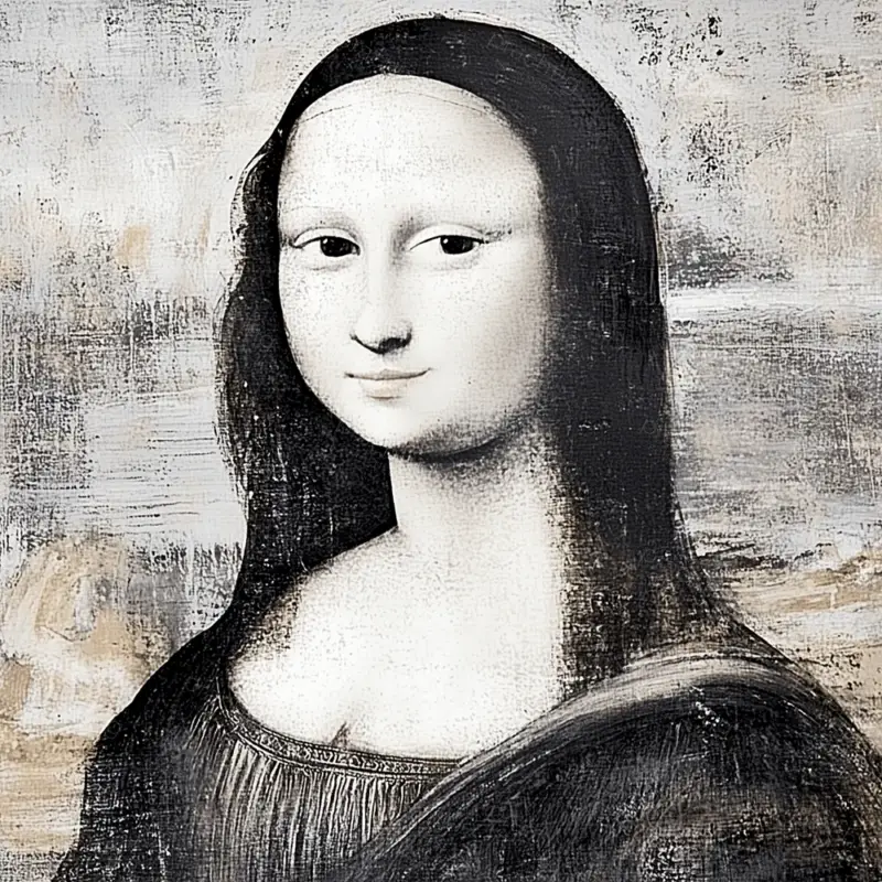 Acheter Direct Mona Lisa in zwart-wit - Dibond / 30x30