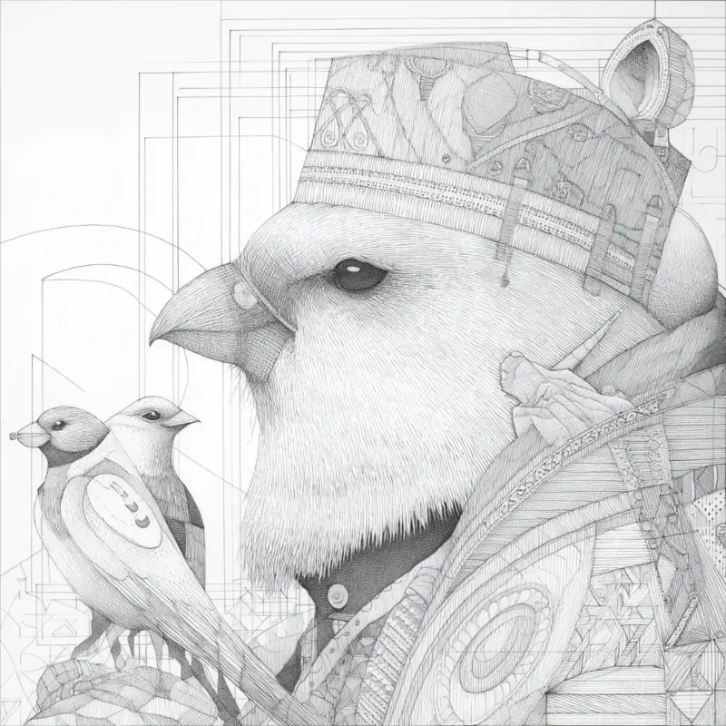 Achat Immédiat Monochrome Vogelportret - Canvas / 40x40