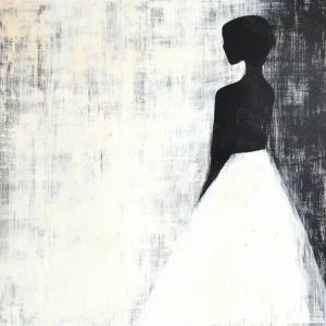 Achat Immédiat Mysterieus silhouet in zwart en wit - Olieverf / 60x80