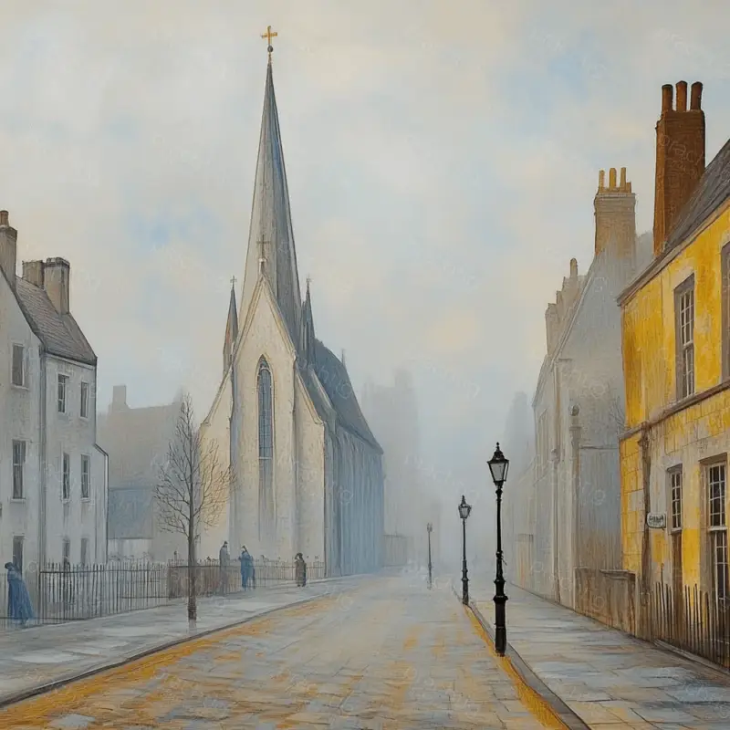 Affaire À Saisir Mysterieuze Mistige Straat - Olieverf / 40x40